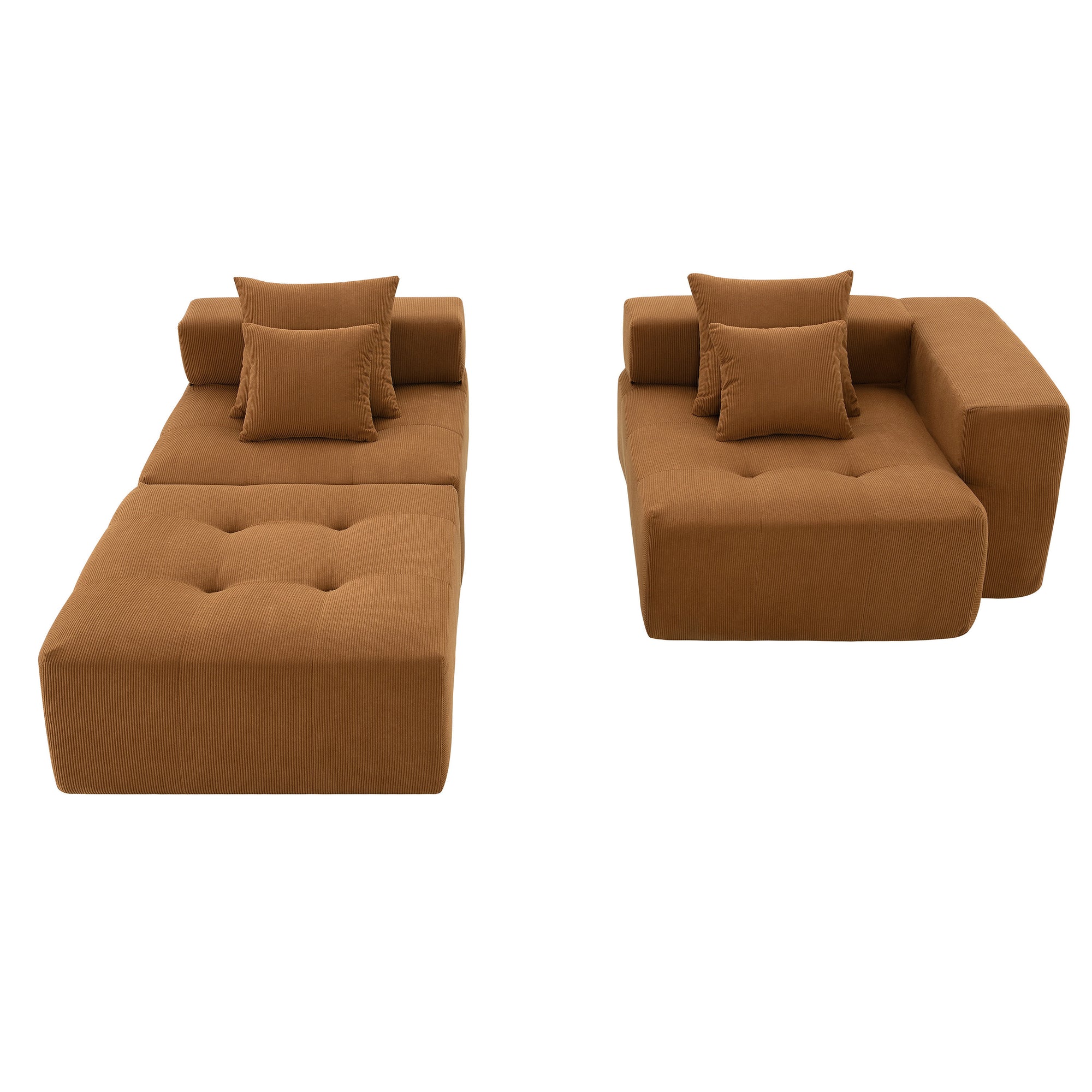 Maputo 4-Seat Modular Sofa in Burnt Orange Brown