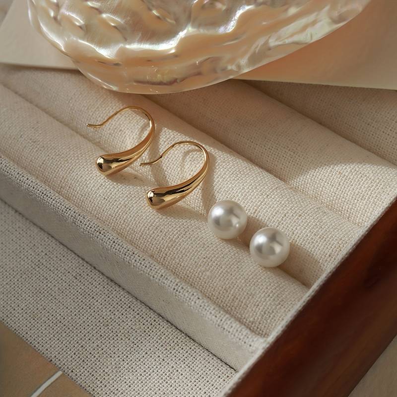 Pearl Water Drop Earrings Teardrop Earrings with Pearl Clasp