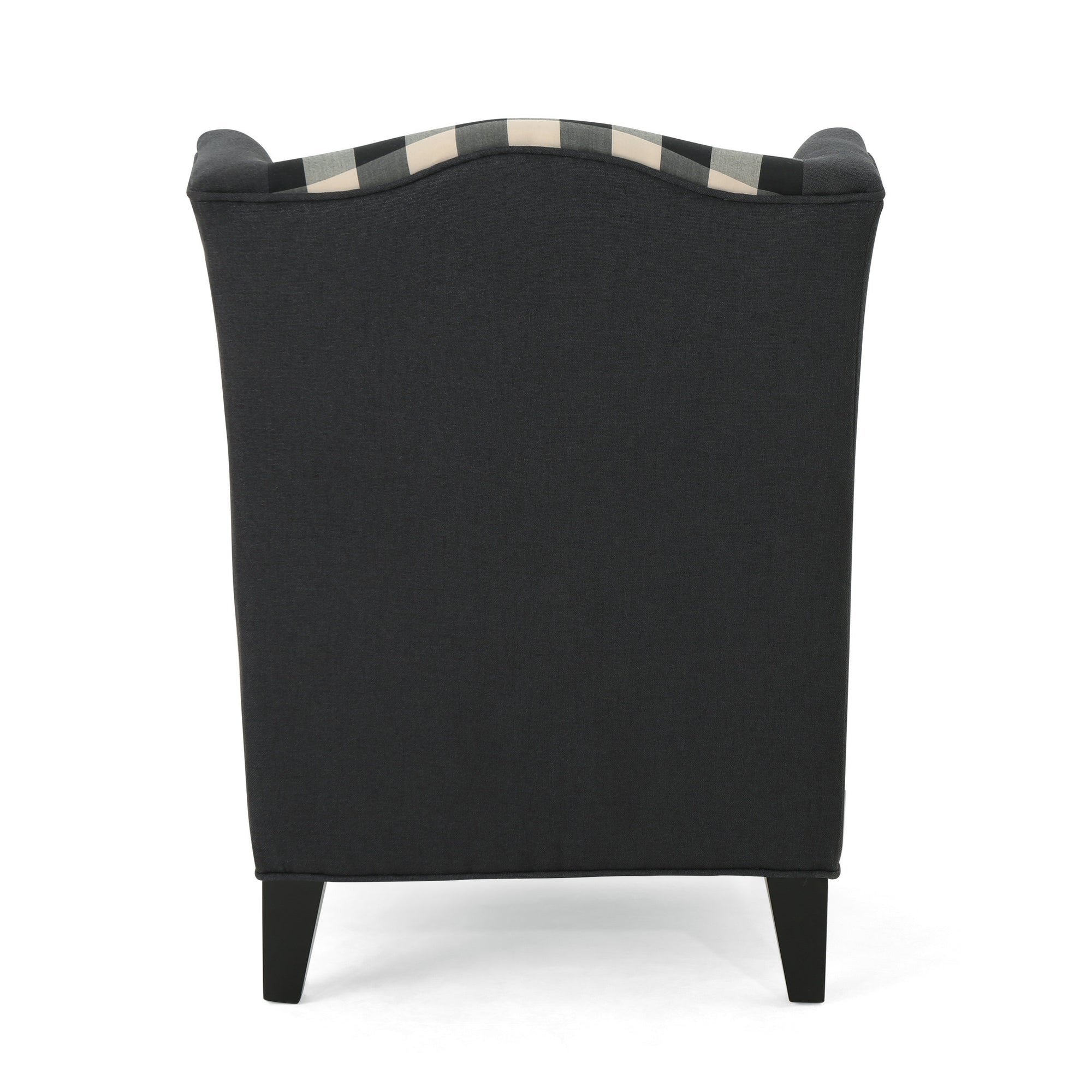 High-Back Fabric Club Chair, Black Checkerboard & Dark Charcoal, 28D x 33W x 38H Inch