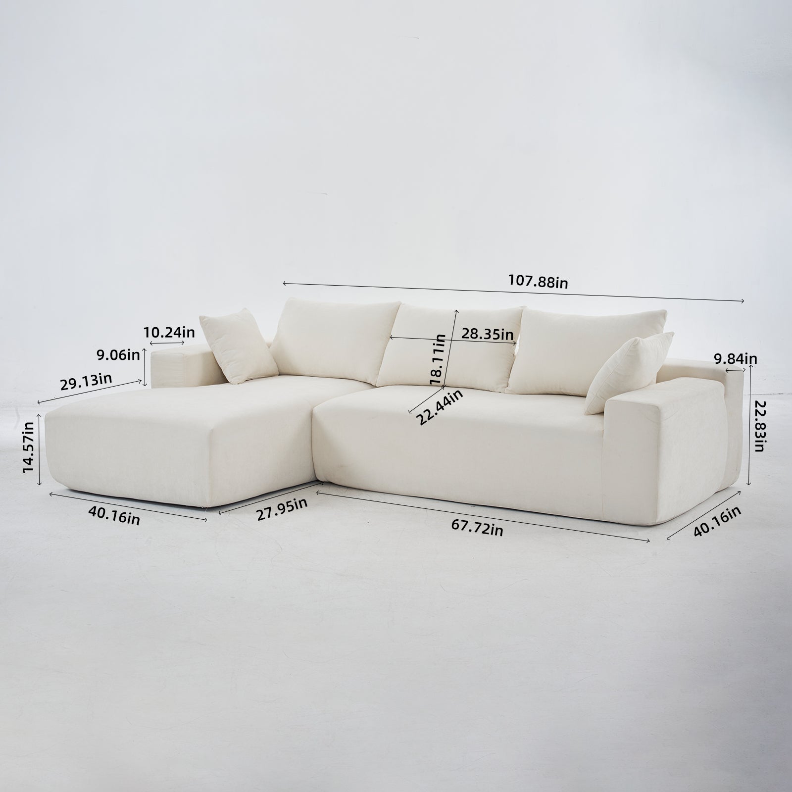 Dakar 4-Seat Minimalist Modular Sofa in White