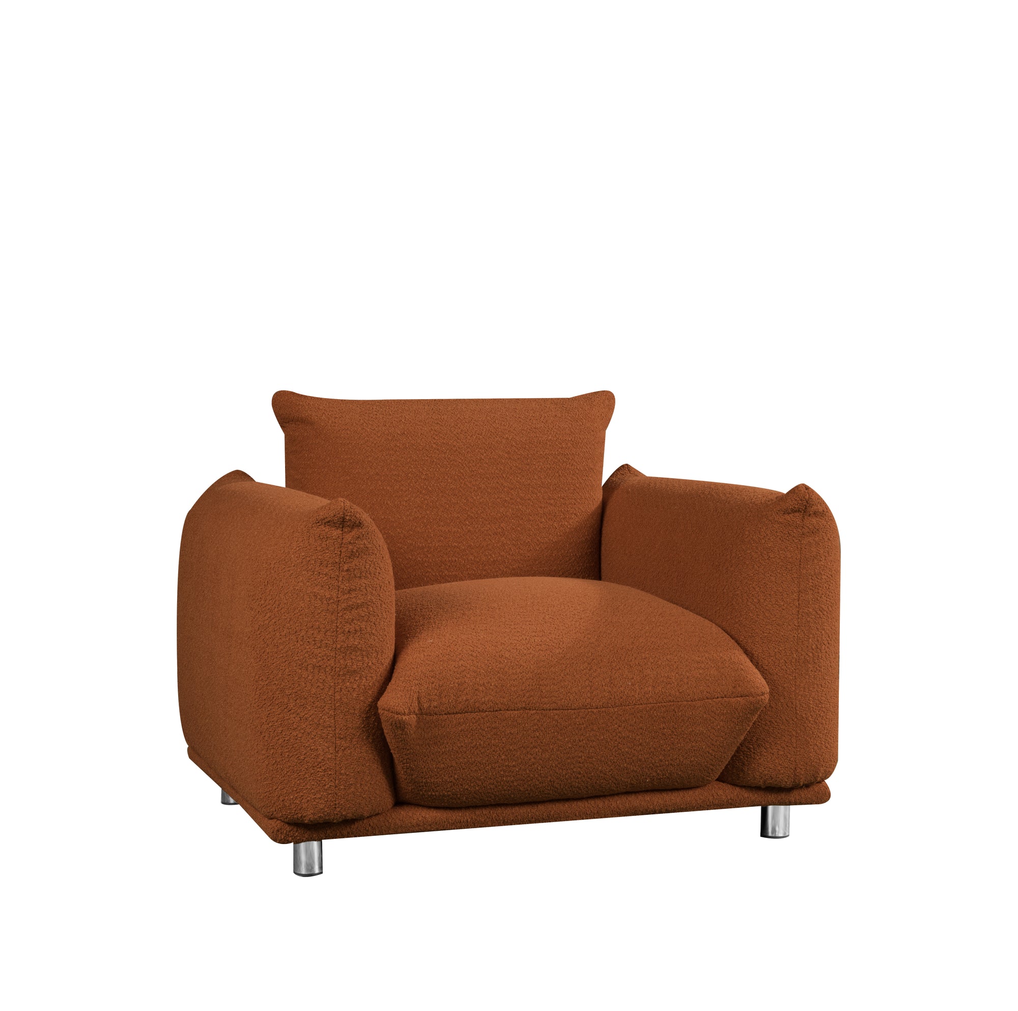 Comfy Sherpa Accent Chair In Brown Lambswool Fabric