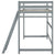 Gray Twin Size High Loft Bed with Inclined Ladder and Guardrails