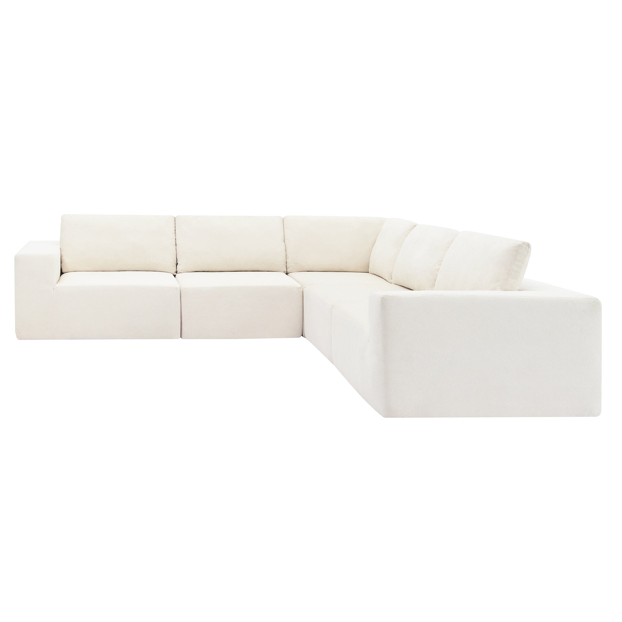 Kyoto Modular Sectional Sofa with Terrycloth Fabric in Beige