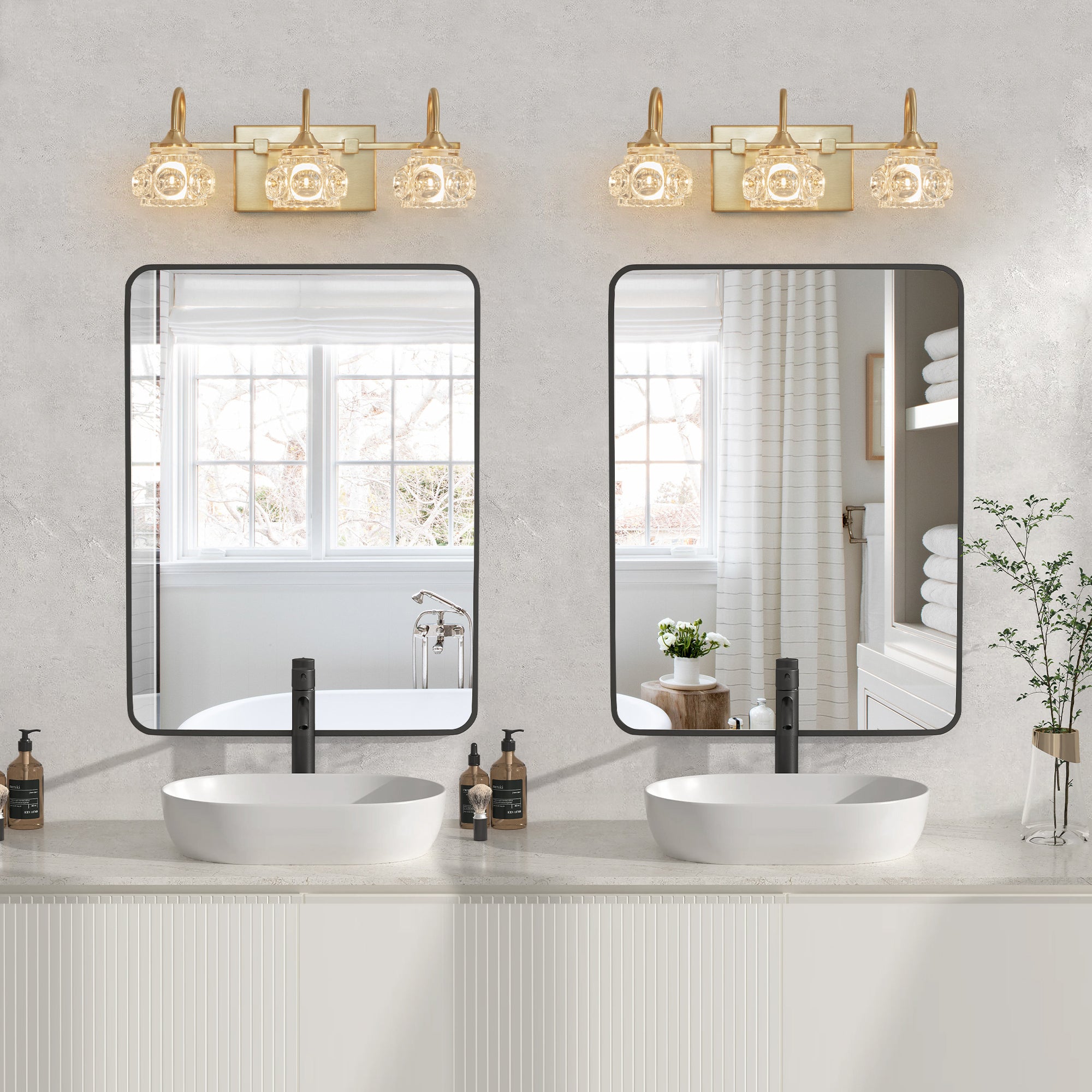 Aestin's 3-Light Gold Modern Crystal Bathroom Vanity Light