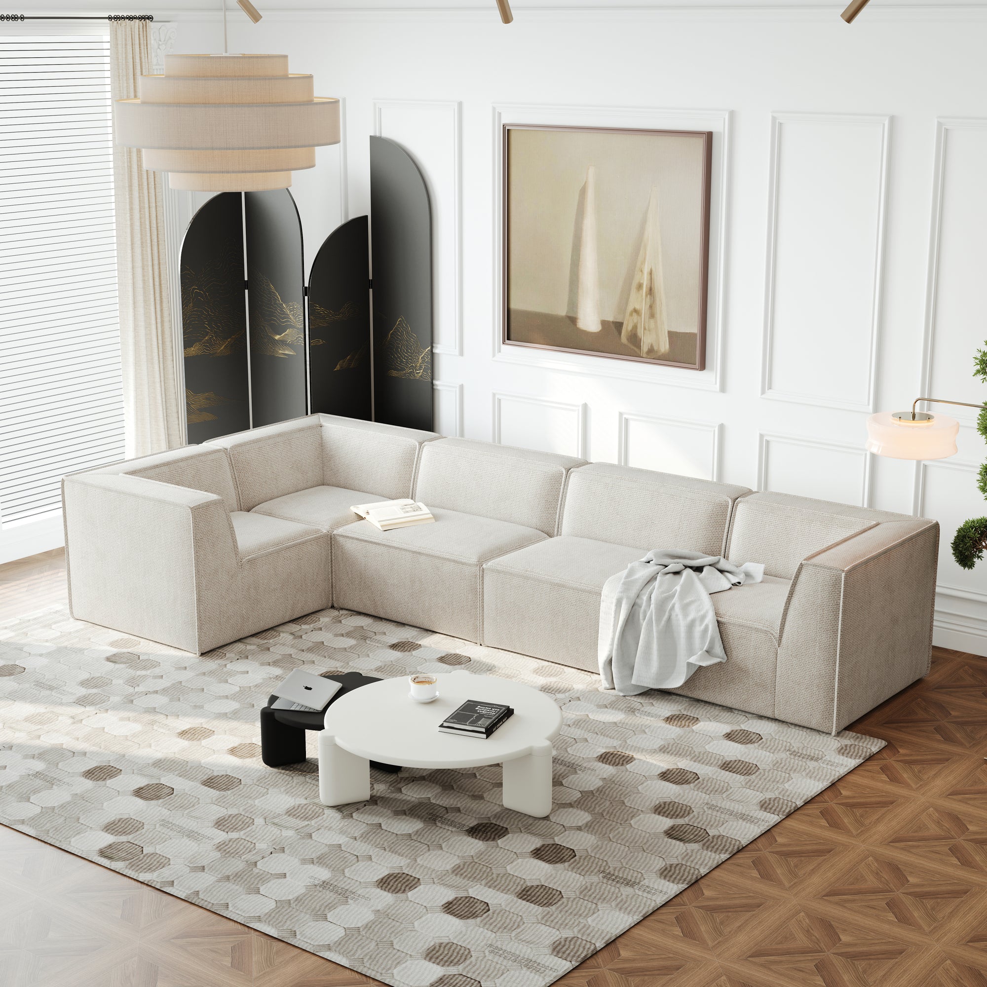 Kinshasa 5-Seat Modular Sofa in Beige