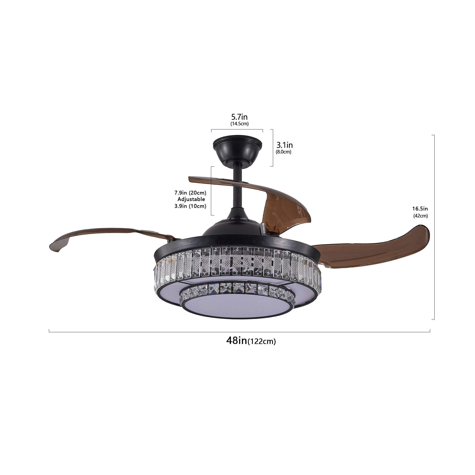 Quiet & Reversible Contemporary LED Retractable Ceiling Fan