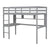 Gray Twin Loft Bed with Desk, Bookcase, and Safety Guardrail