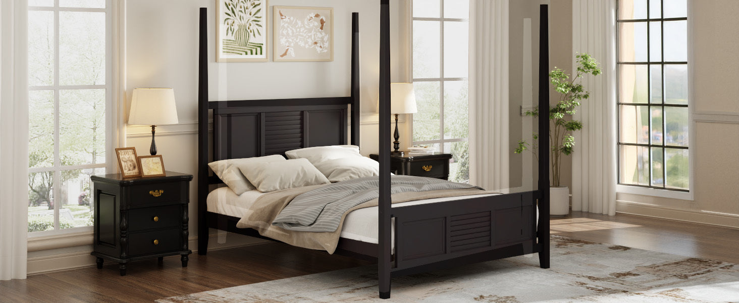 Classic Four-Poster King Sized Bed in Espresso