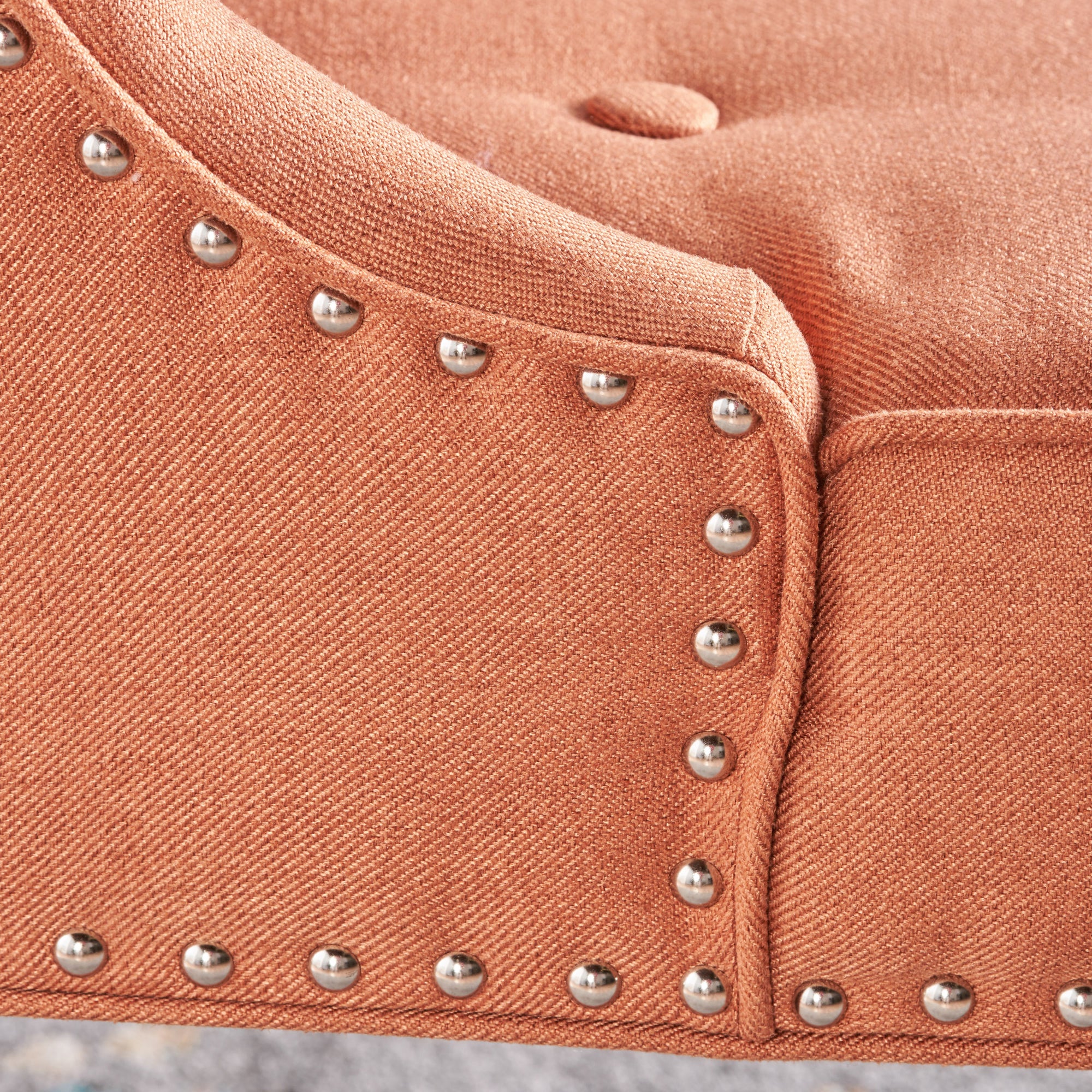 Button-Tufted Waffle Stitch Accent Chair In Orange Fabric