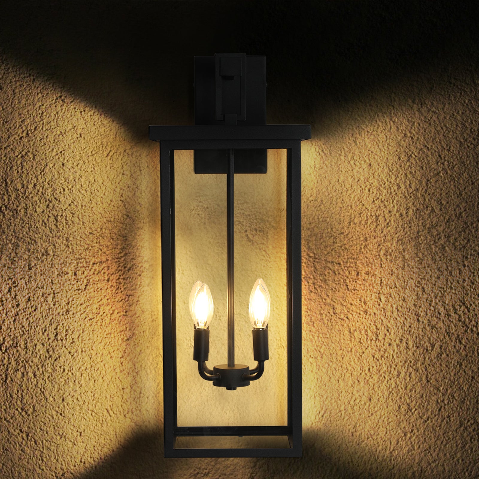 Modern 4-Light Black Outdoor Wall Lantern Sconce