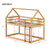 White Oak Twin Over Twin Rubber Wood House-Shaped Bunk Bed with Ladder & Guardrails