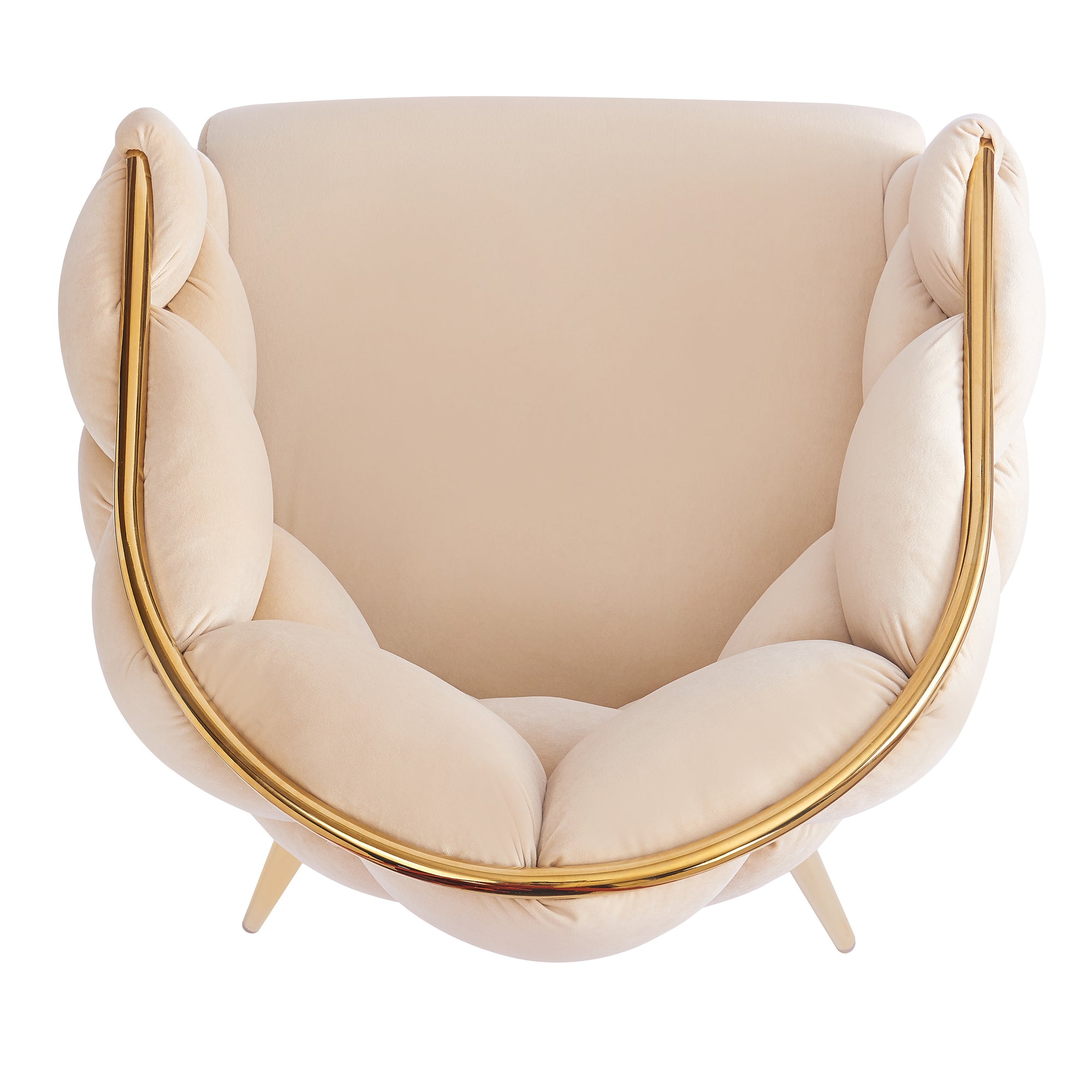 Luxury Beige Velvet Accent Chair with Gold Legs