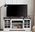 Multipurpose Sliding Door TV Cabinet with Large Storage In White and Brown