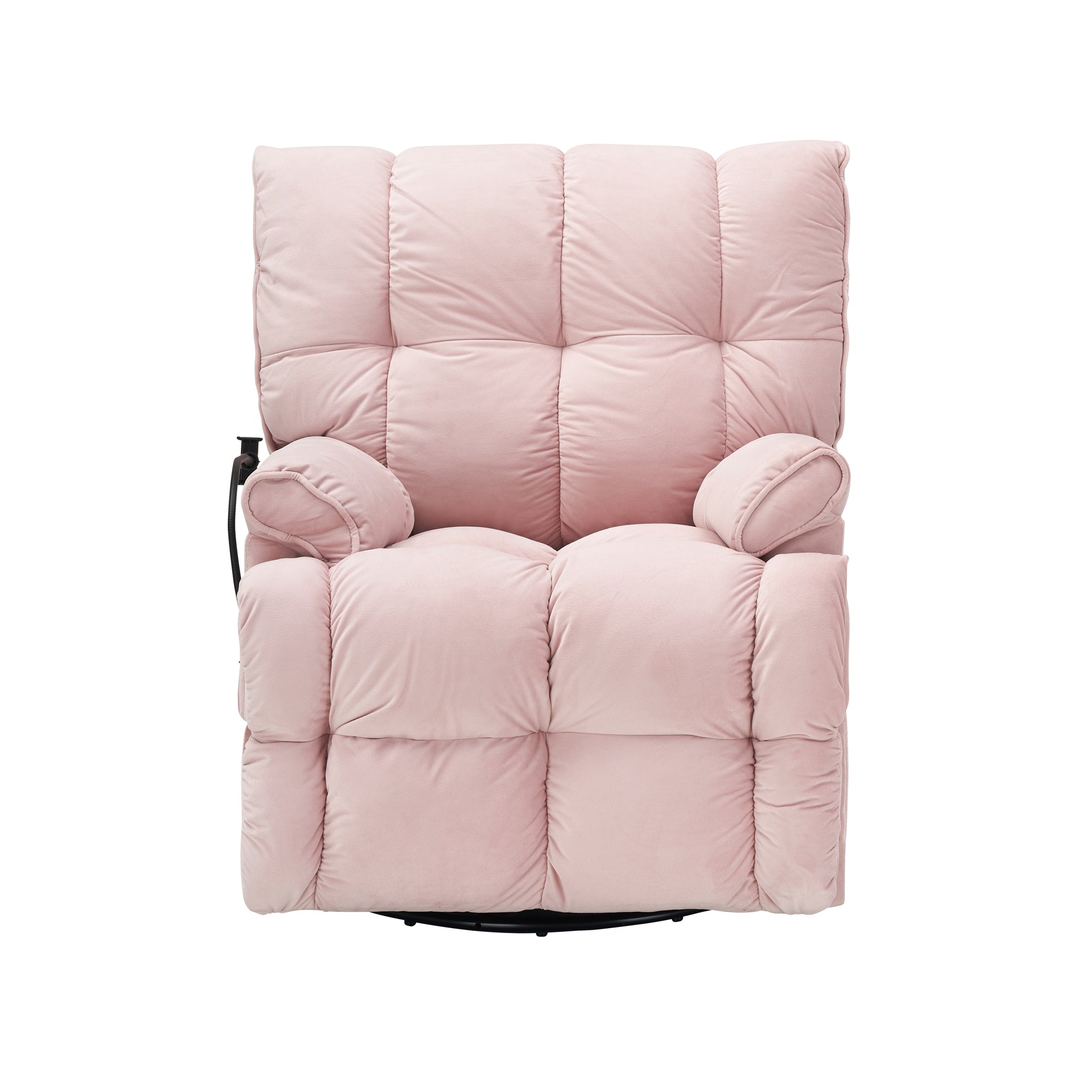 Pink Velvet Convertible Recliner Sofa Chair With Phone Holder