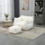 Modern High-Back  Beige Boucle Bean Bag Chair