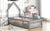 Gray Twin House-Shaped Headboard Floor Bed with Fence