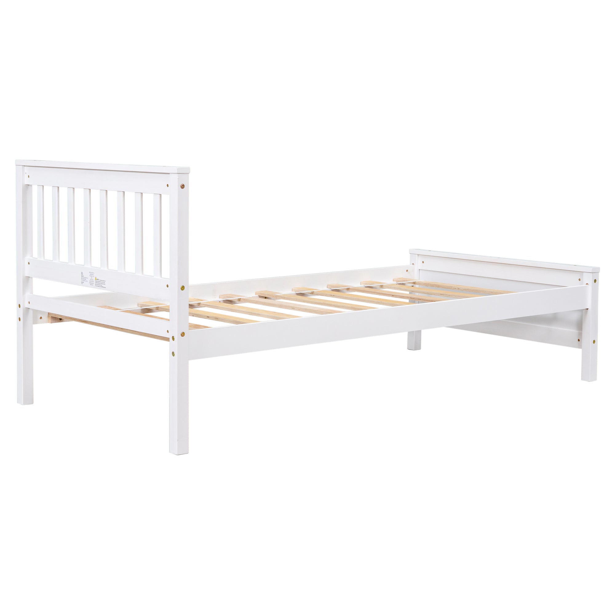 White Twin Bed with Headboard, Footboard, and Nightstand