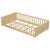 Natural Finish Twin Toddler Floor Bed with Built-in Book Storage Rack