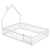 White Full House-Shaped Headboard Toddler Floor Bed with Fence