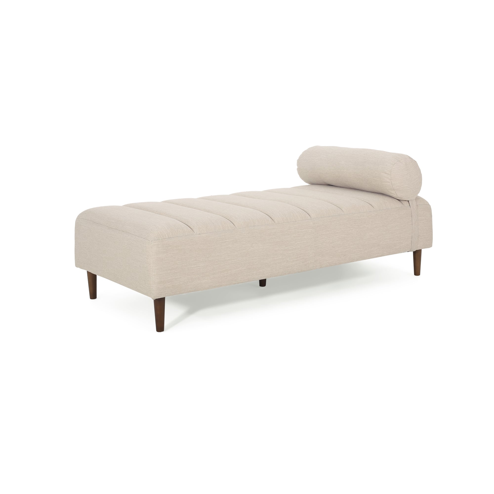 Mid-Century Modern Chaise Lounge with Channel Stitching and Fabric Upholstery