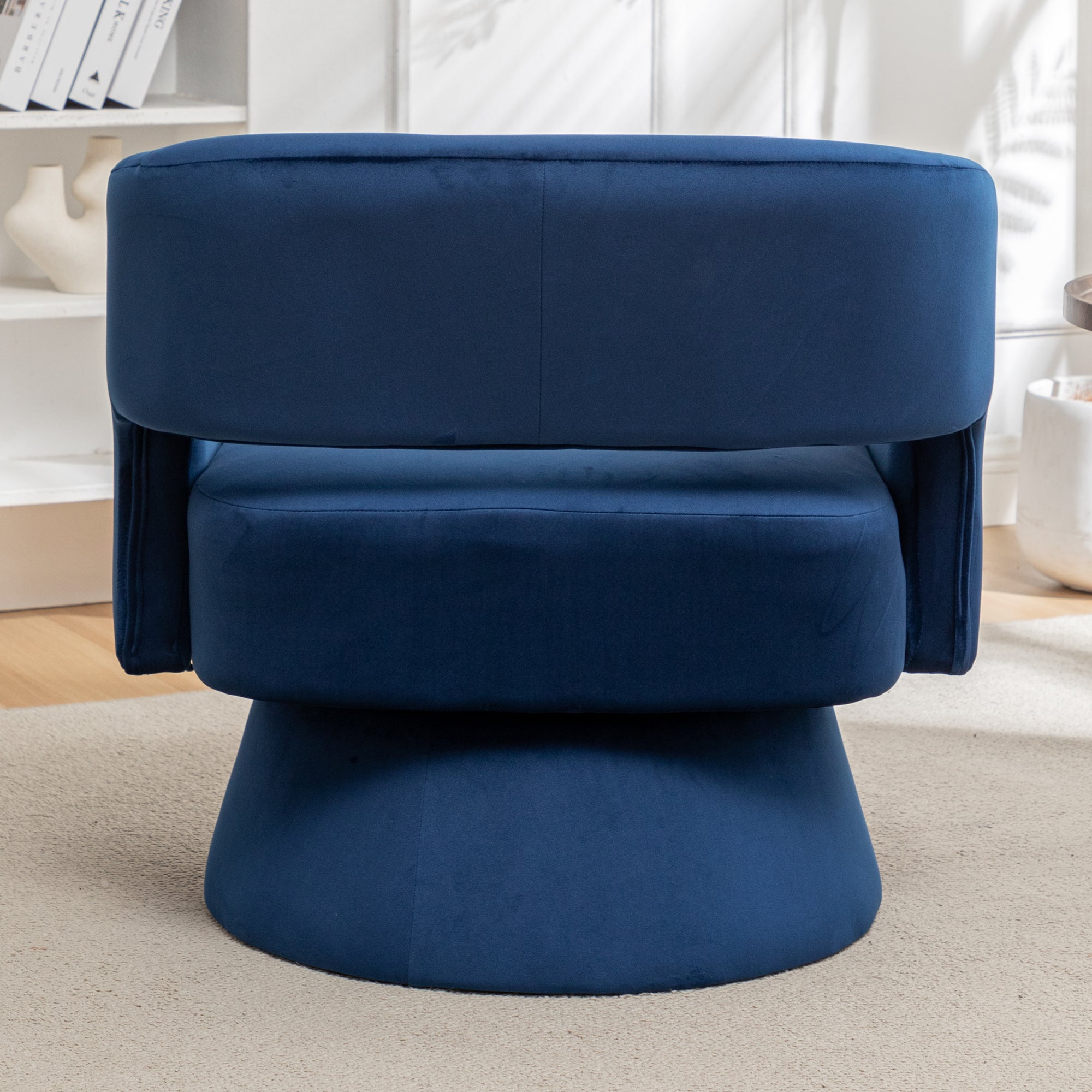 Swivel Barrel Chair, Velvet Accent Armchair - 360° Swivel, Stylish for Living Room/Bedroom, Comfortable Velvet Material