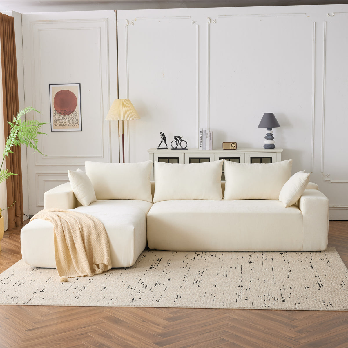 Dakar 4-Seat Minimalist Modular Sofa in White