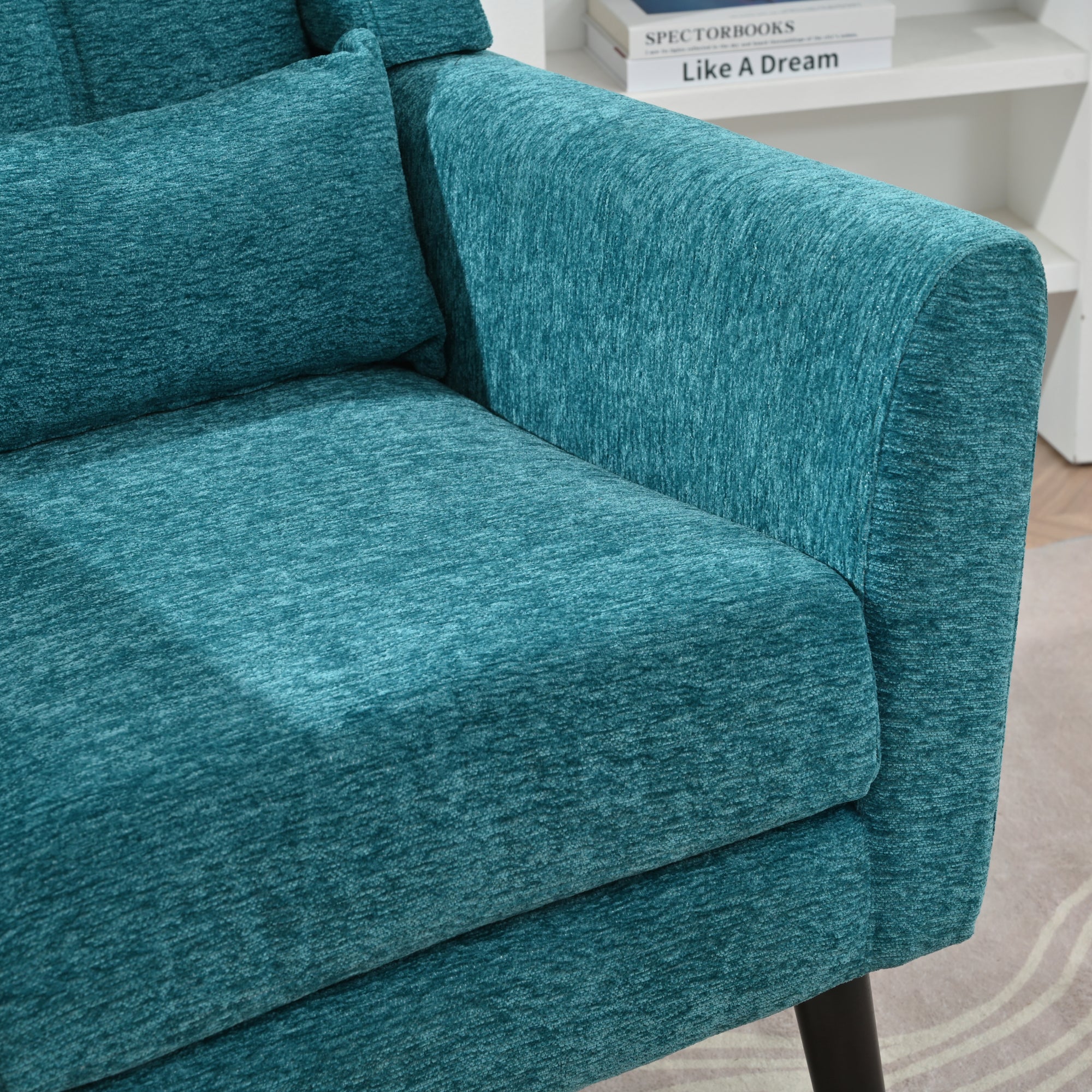 Modern Mid Century Accent Chair In Teal Chenille