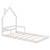 White Twin House-Shaped Headboard Toddler Floor Bed with Handrails