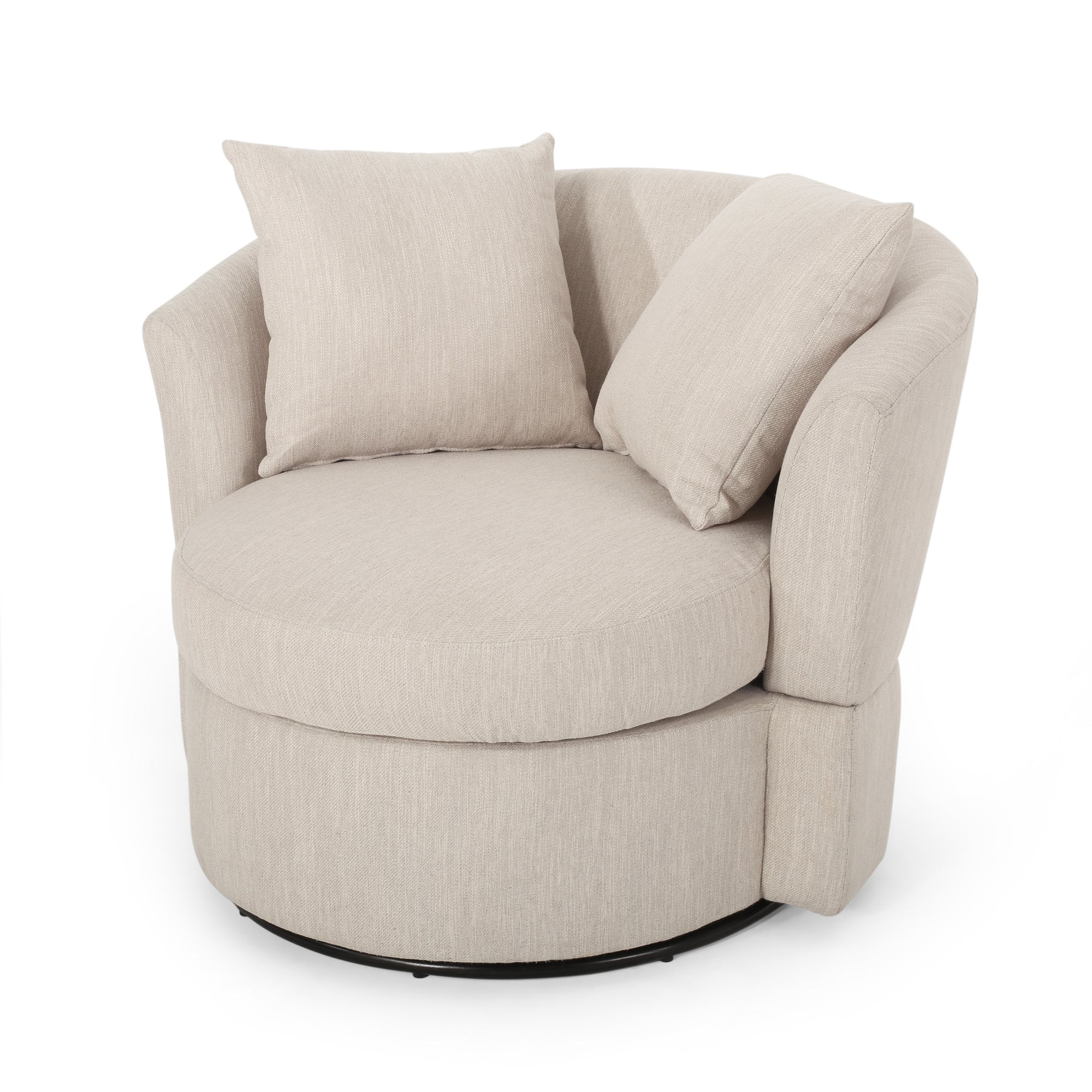 Beige Brown Swivel Club Chair