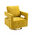 Open Back Mustard Chenille Swivel Accent Chair With Gold Stainless Steel Base