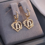 Load image into Gallery viewer, Dainty Initial Letter Heart Hoop Earrings
