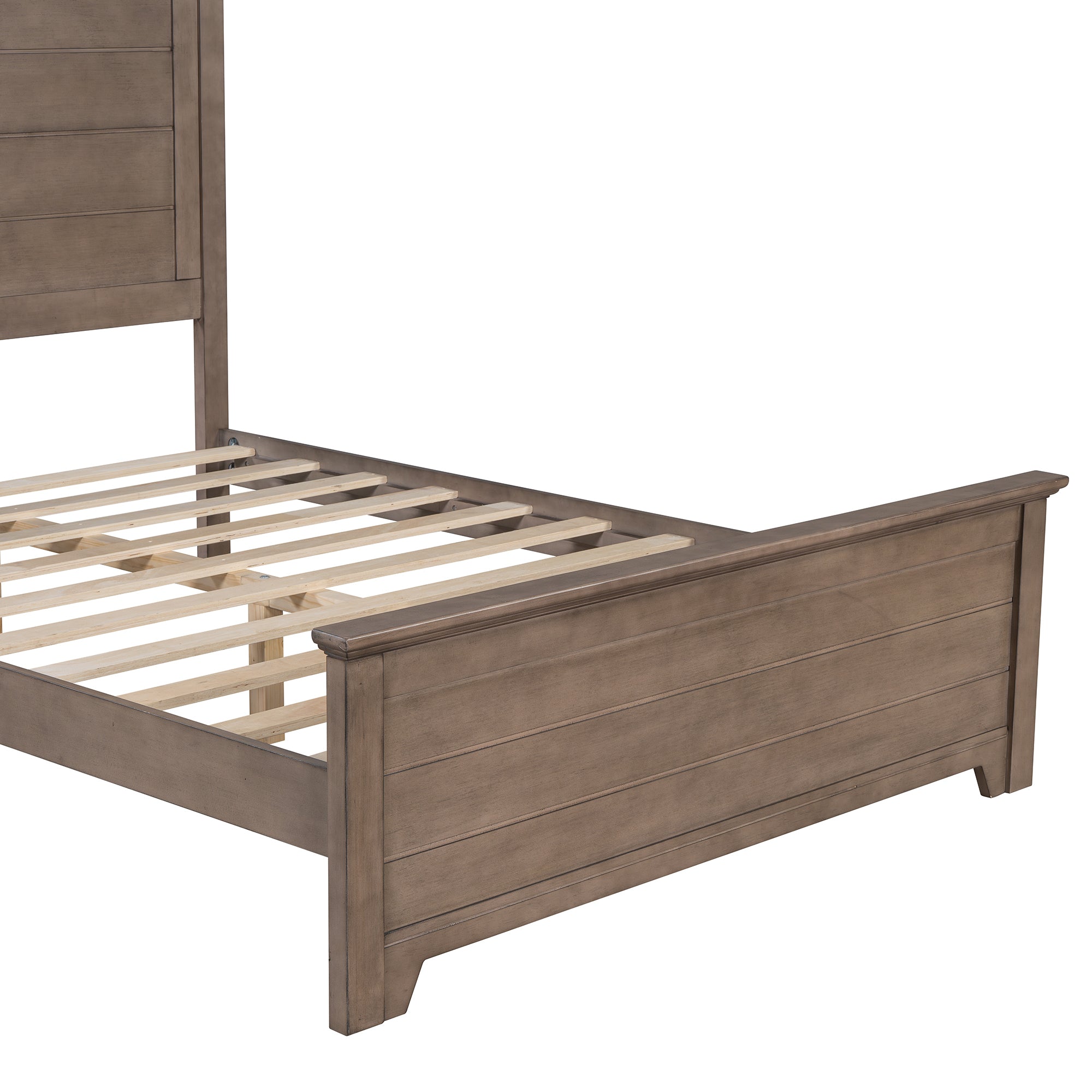 Ash Brown Full Farmhouse-Style Wooden Bed Frame