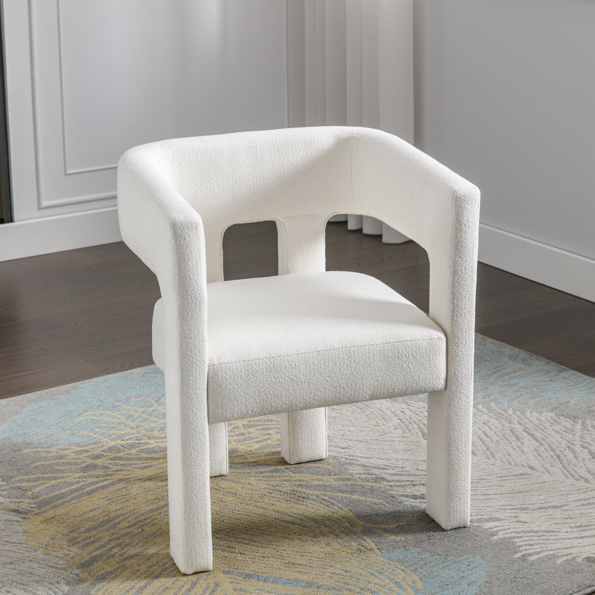 Contemporary Beige Fabric Upholstered Accent Chair