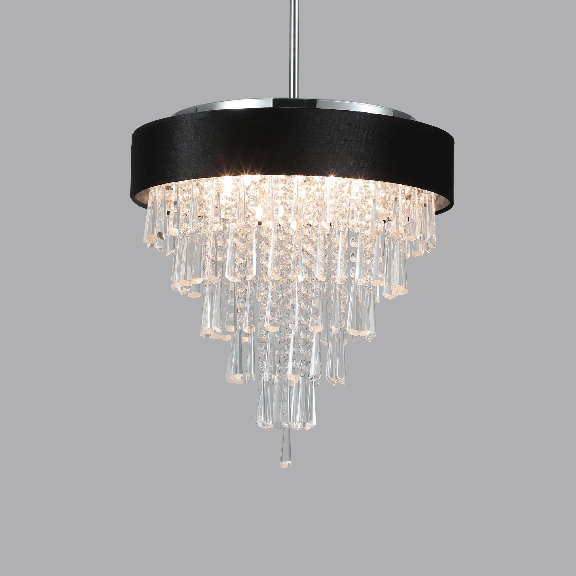 Black Velvet Accent Round Crystal Chandelier