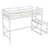 White Twin High Loft Bed with Ladder Landing Platform, Ladders, and Guardrails