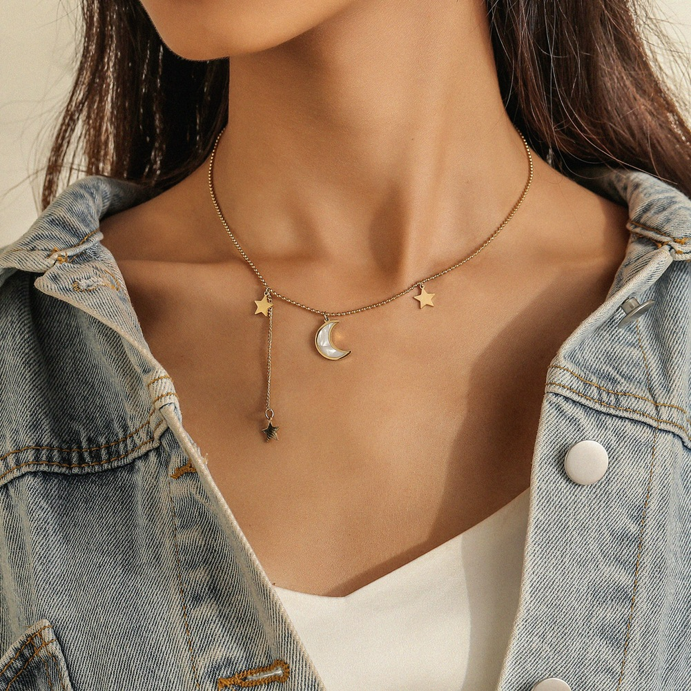 Star and Moon Necklace Crescent Moon