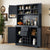 Coffee Bar Cabinet Kitchen Cabinet with Storage and Drawers Buffet Cabinet with Wine and Glass Racks In Dark Blue