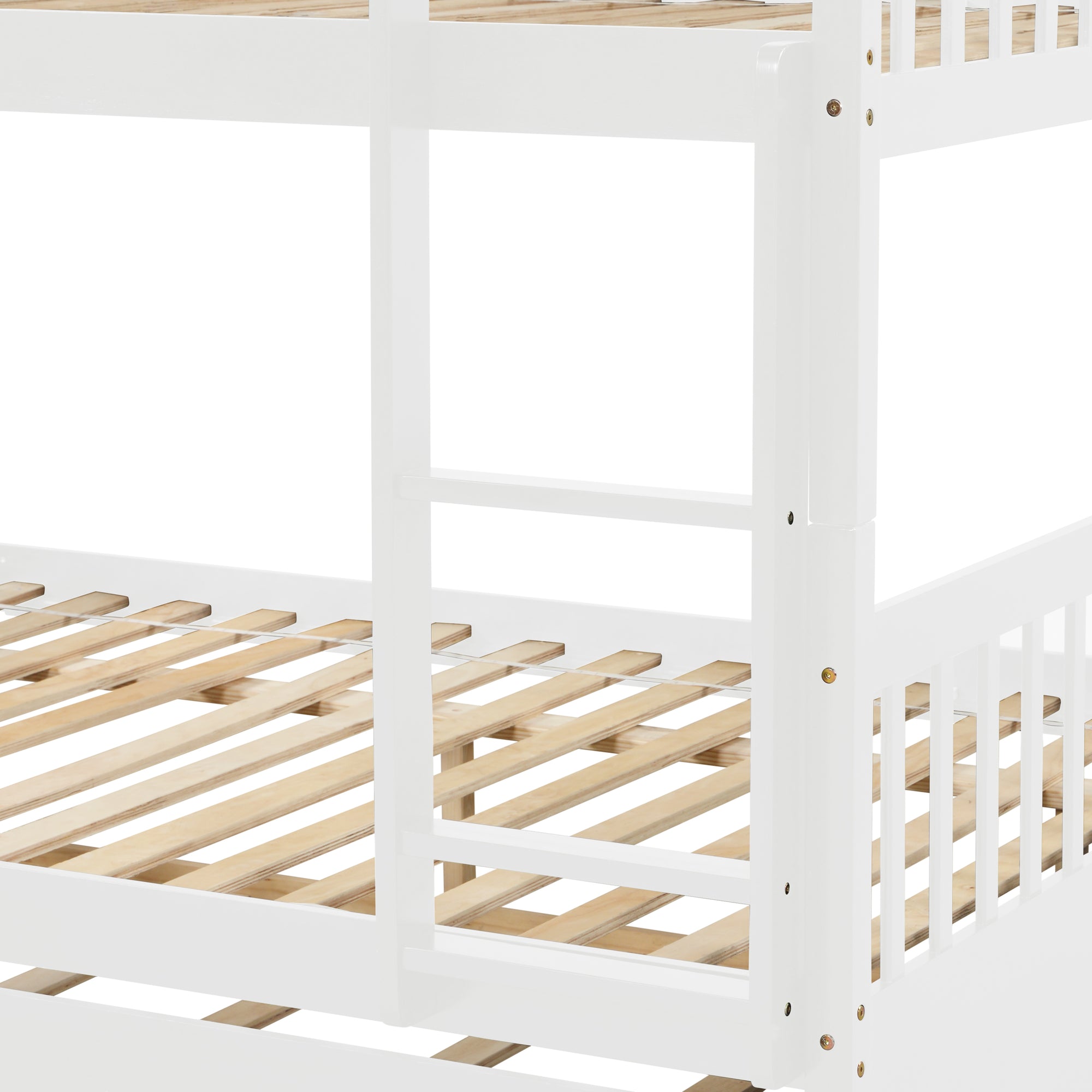 Convertible White Full Over Full Bunk Bed with Trundle