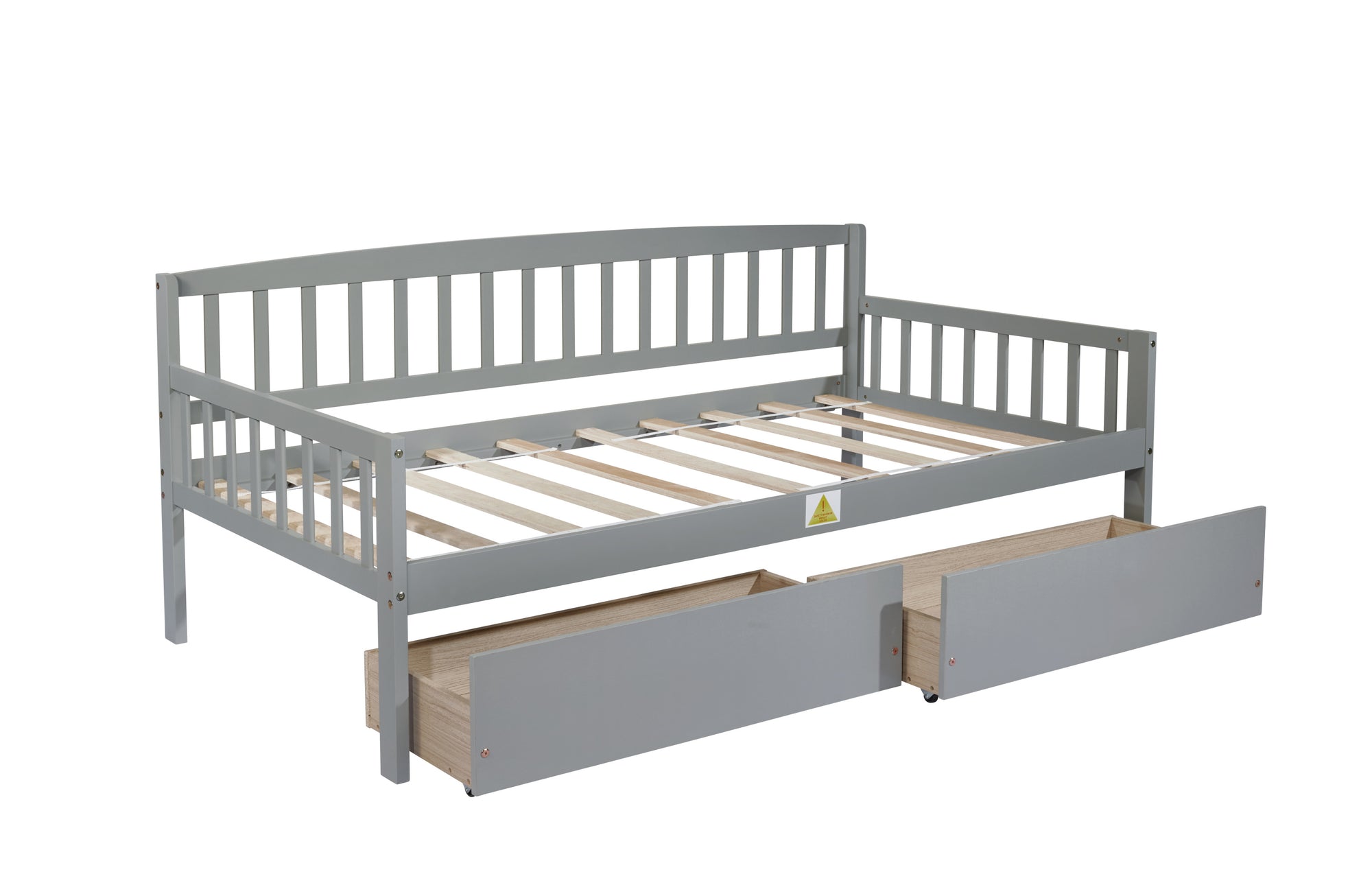 Gray Twin-Size Pine Wood Daybed with Storage Drawers, Sofa Bed Design