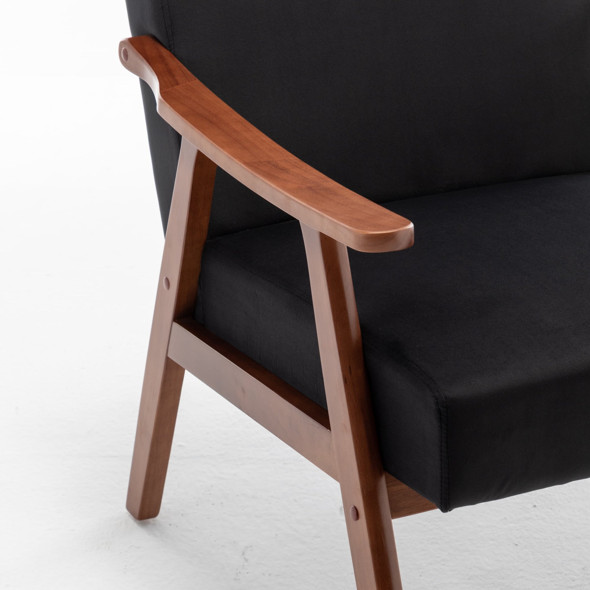 Mid-Century Modern Accent Chair - Solid Wood Frame, Extra-Thick Backrest, Ideal for Living Room, Bedroom, or Reading Room