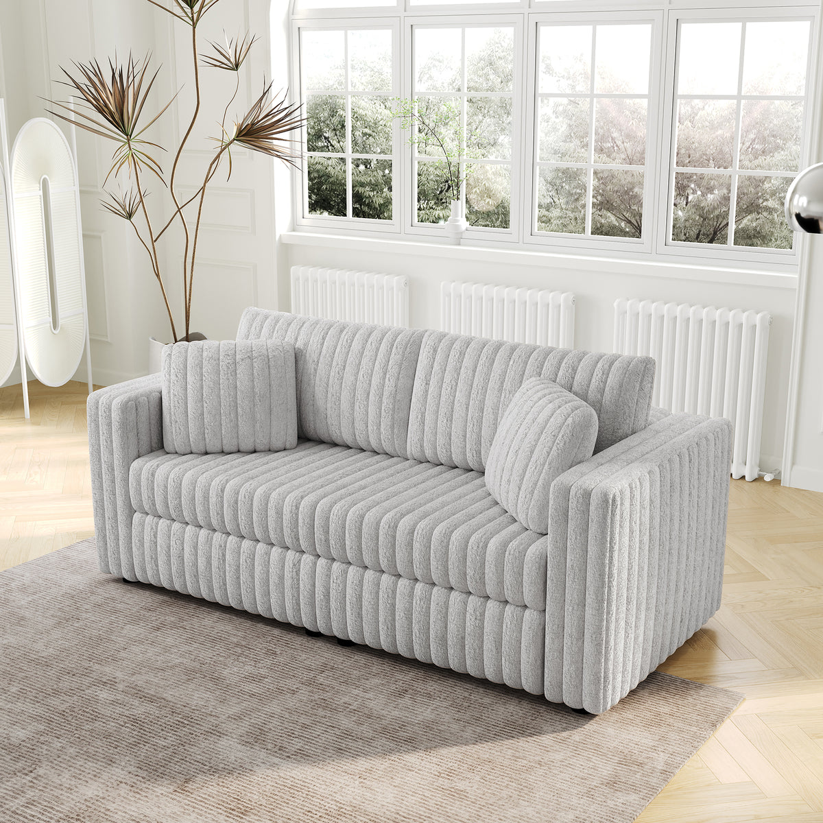 Light Gray Microfiber Modular Sofa