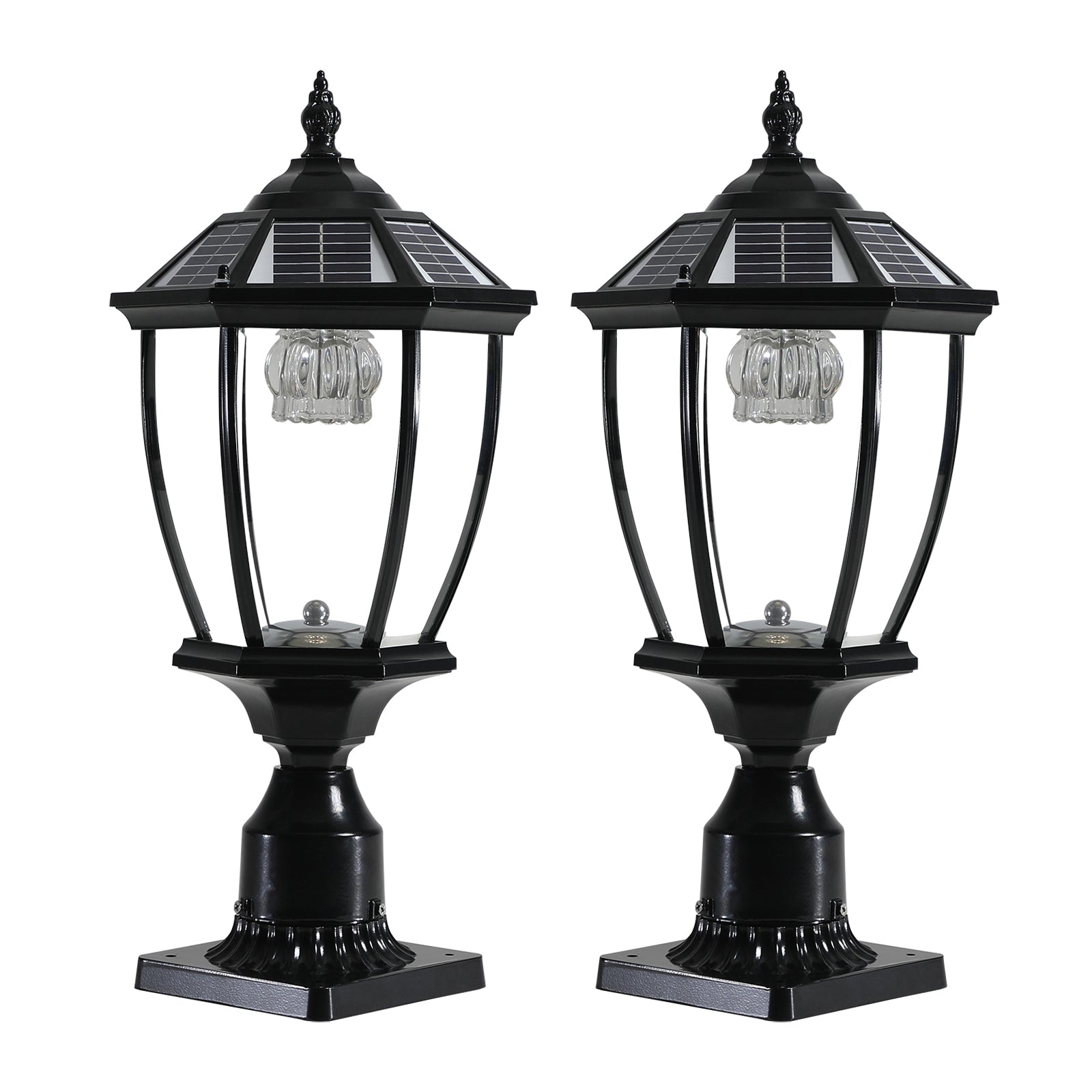 Pair of Classic Style Solar Column Headlights with Dimmable LED