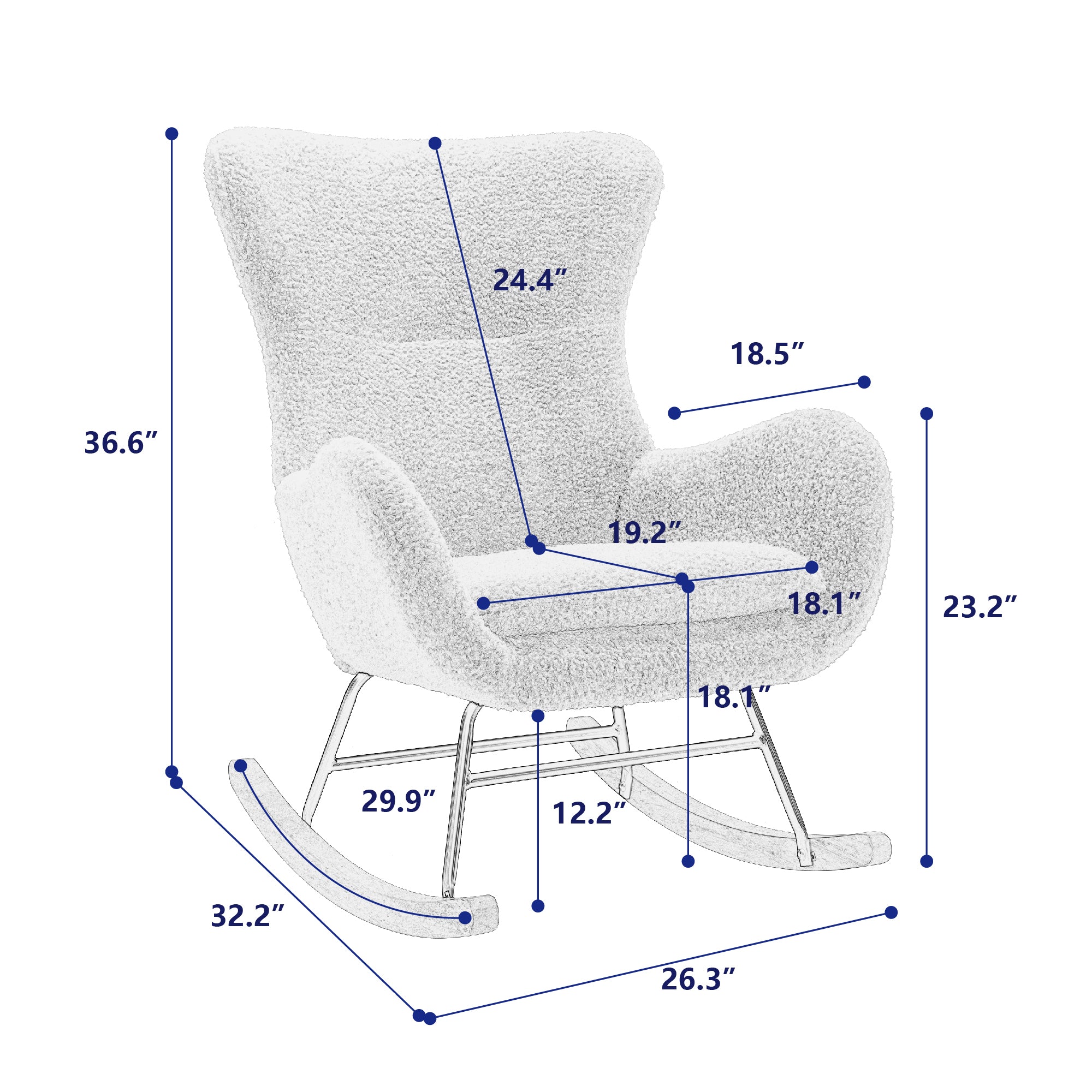 Beige Teddy Fabric Rocking Chair