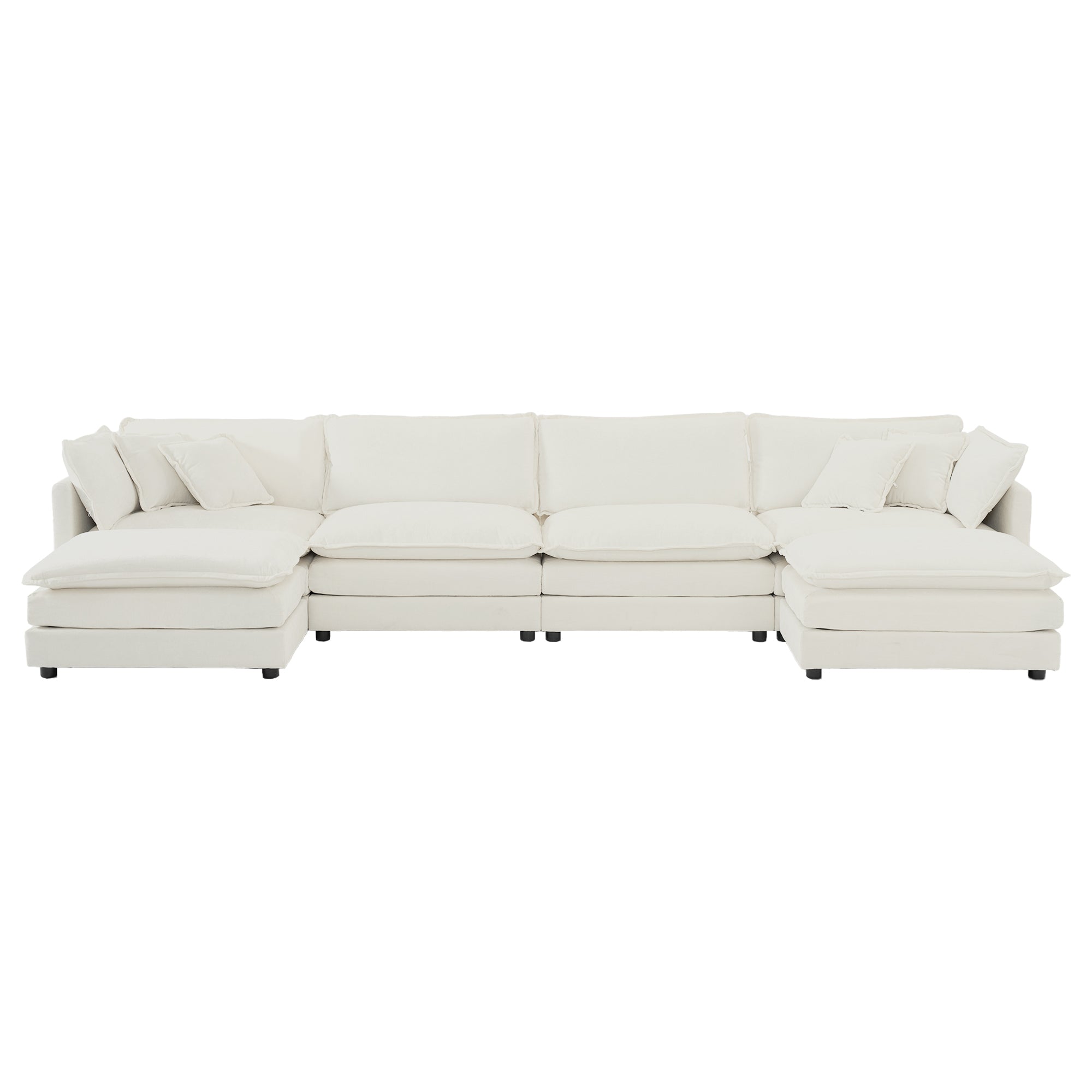 4-Seater Modular Chenille Sofa & Reversible Chaise In Versatile and Comfortable White