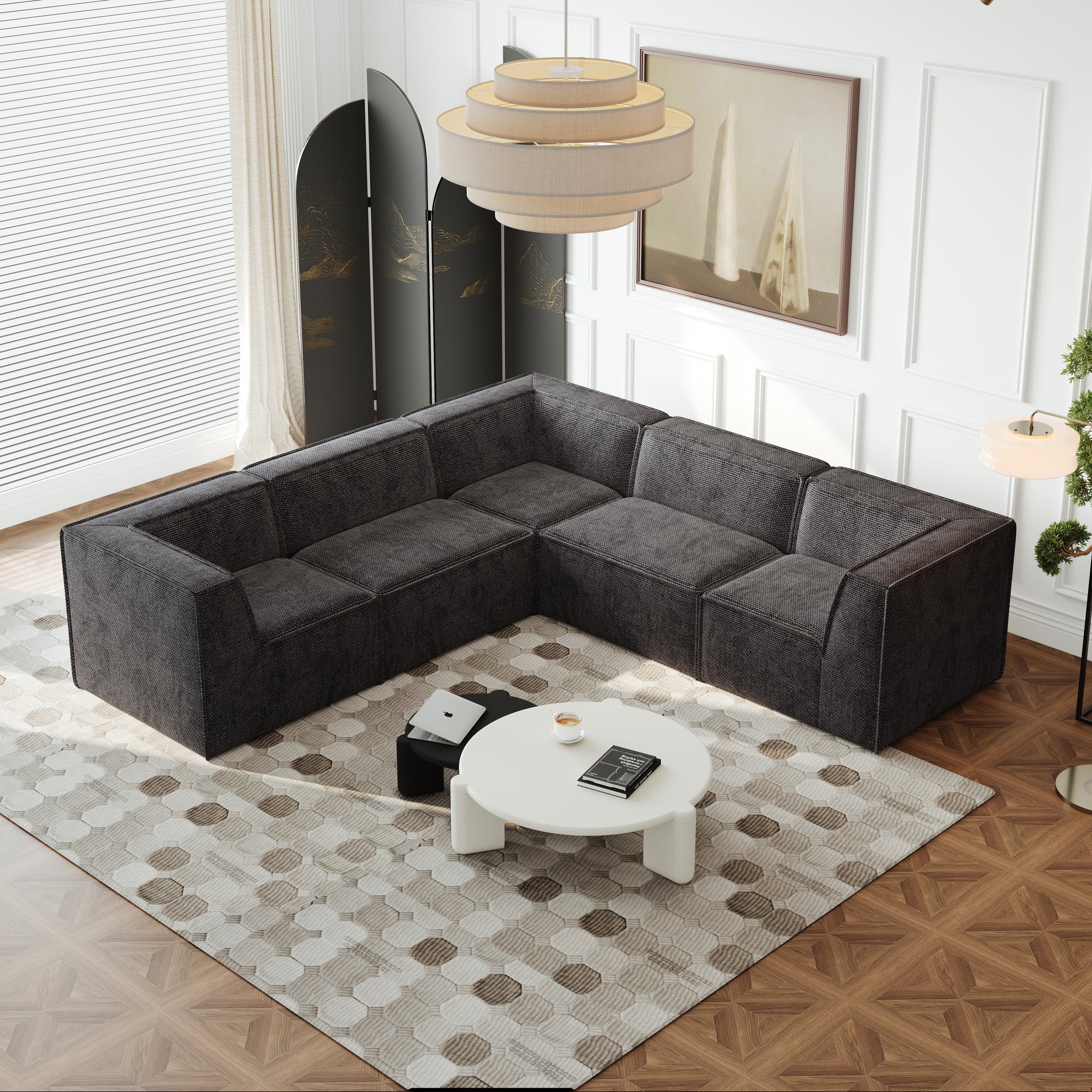 Kinshasa 5-Seat Modular Sofa in Black