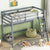 Gray Twin Size High Loft Bed with Inclined Ladder and Guardrails