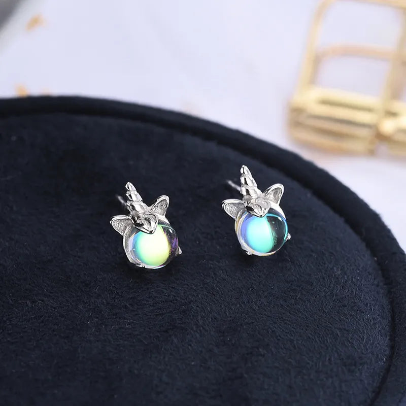 Pegah Silver Unicorn Stone Earrings