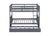 Dark Gray Full Over Full Rubber Wood Bunk Bed with Trundle, Ladder, and Guardrails