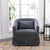 Gray Linen Blend Swivel Accent Armchair