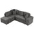 Dark Gray Chenille Pull-Out Sofa Bed with Storage Ottomans and Wireless Charger